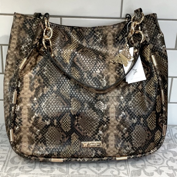 💕Jessica Simpson travel saddle bag. Reptile. - Picture 1 of 12